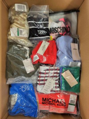 The photo shows a package with clothing in the category ABW.