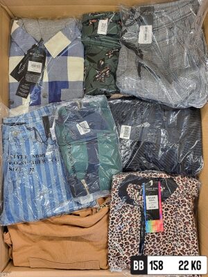 The photo shows a package with clothing in the category BB.