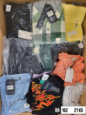 The photo shows a package with clothing in the category BB.