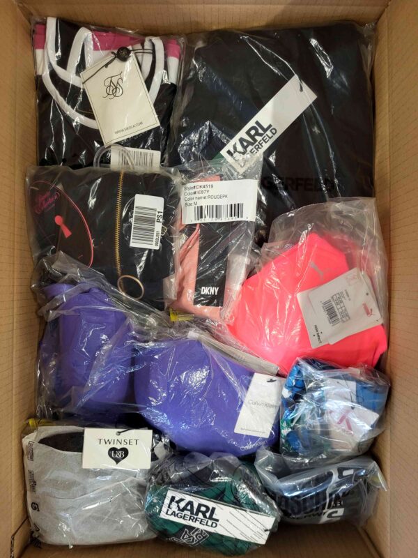 The photo shows a package with clothing in the category AU.