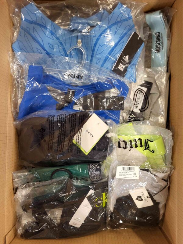 The photo shows a package with clothing in the category AU.