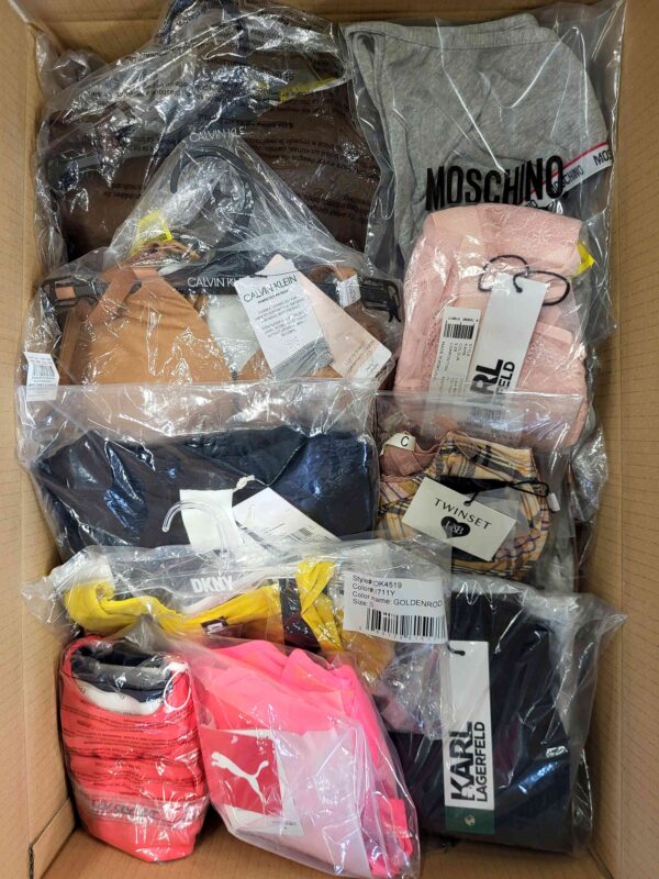 The photo shows a package with clothing in the category AU.