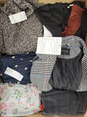 The photo shows a package with clothing in the category TSC.