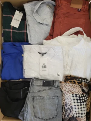 The photo shows a package with clothing in the category TSC.