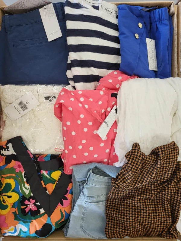The photo shows a package with clothing in the category TSC.
