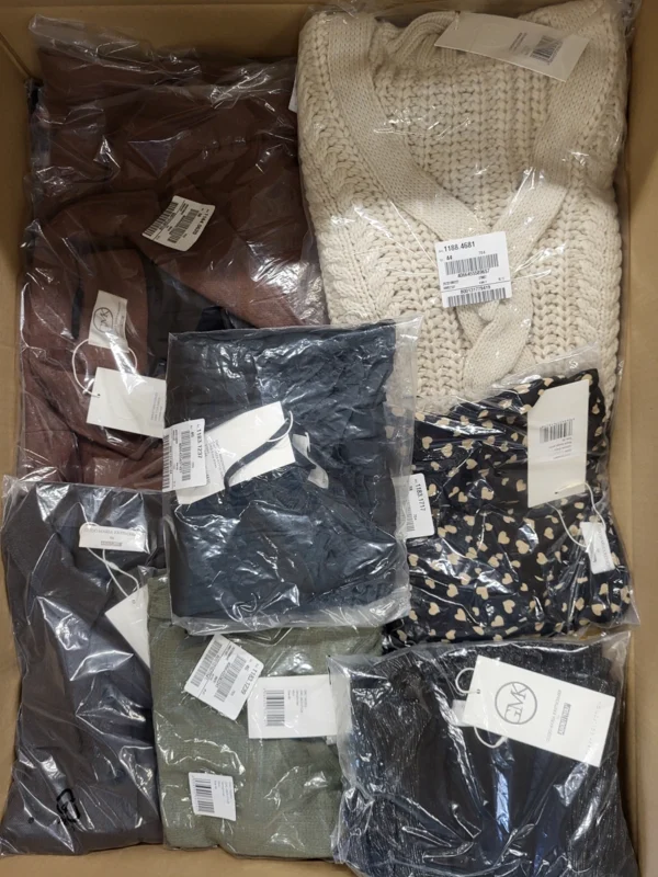 The photo shows a package with clothing in the category YA.