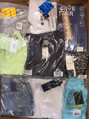 The photo shows a package with clothing in the category AW.