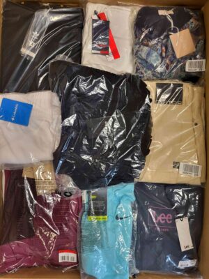 The photo shows a package with clothing in the category AW.