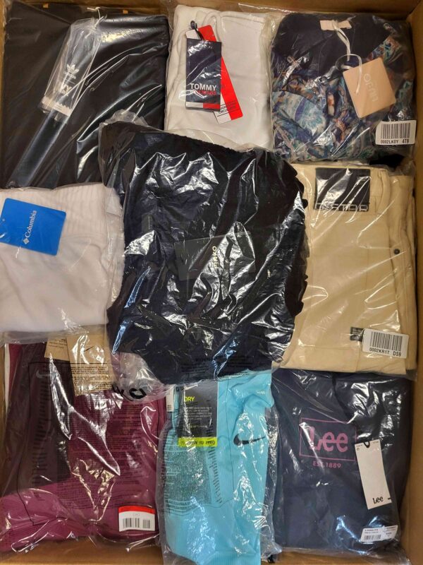 The photo shows a package with clothing in the category AW.