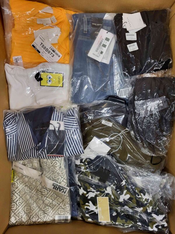 The photo shows a package with clothing in the category AP.