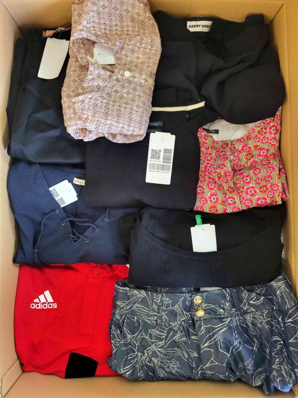The photo shows a package with clothing in the category U.