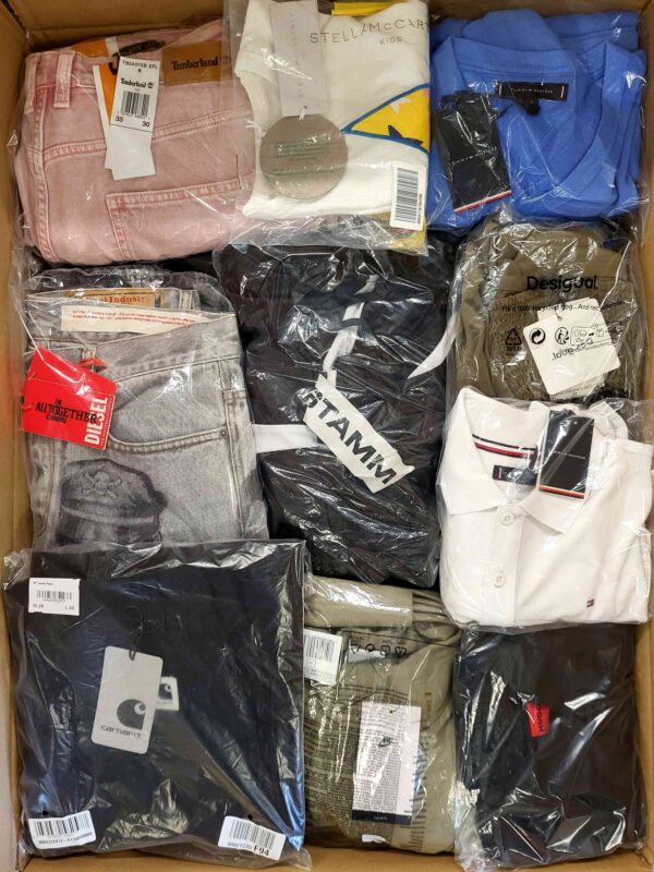 The photo shows a package with clothing in the category B.