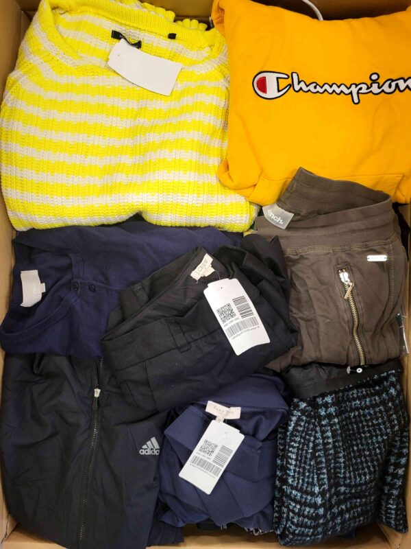 The photo shows a package with clothing in the category U.