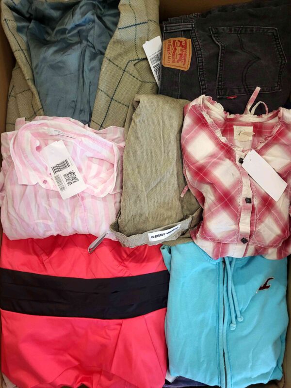 The photo shows a package with clothing in the category U.