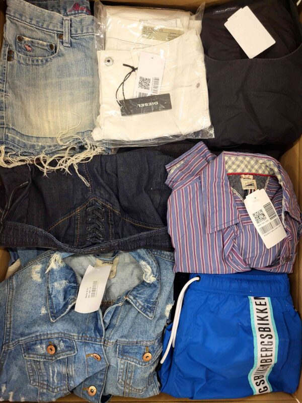 The photo shows a package with clothing in the category U.
