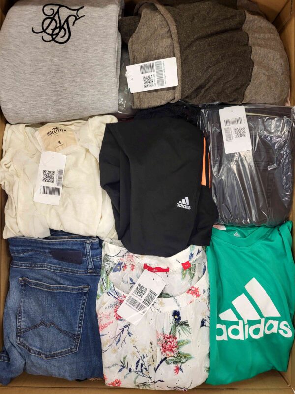The photo shows a package with clothing in the category U.