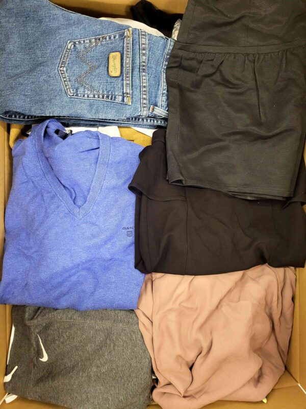 The photo shows a package with clothing in the category U.