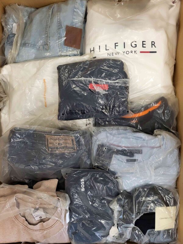 The photo shows a package with clothing in the category D.