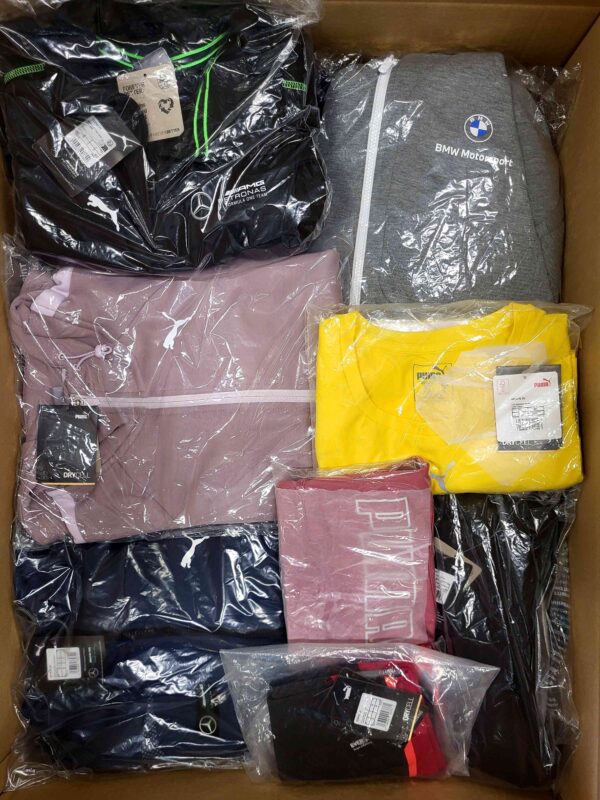 The photo shows a package with clothing in the category AP.