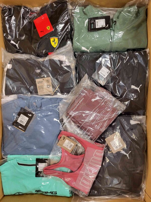 The photo shows a package with clothing in the category AP.