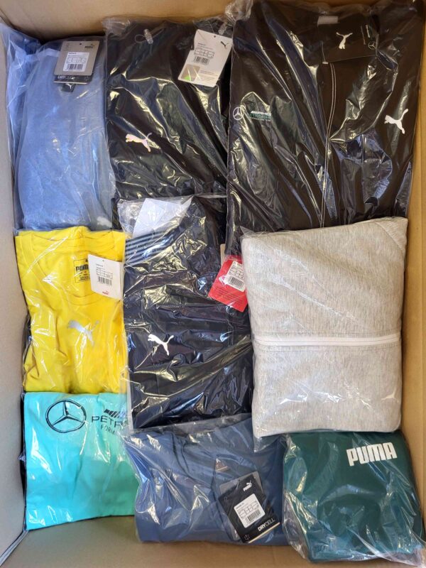 The photo shows a package with clothing in the category AP.