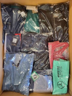The photo shows a package with clothing in the category AP.