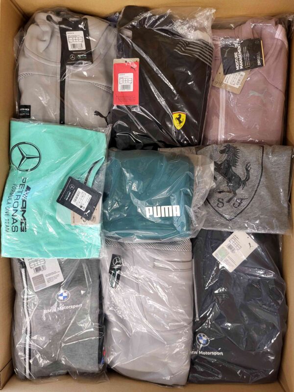 The photo shows a package with clothing in the category AP.