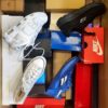 The photo shows a package with footwear in the category CS.