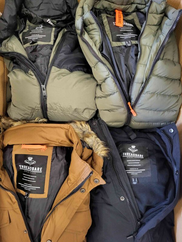 The photo shows a package with clothing in the category TJ.