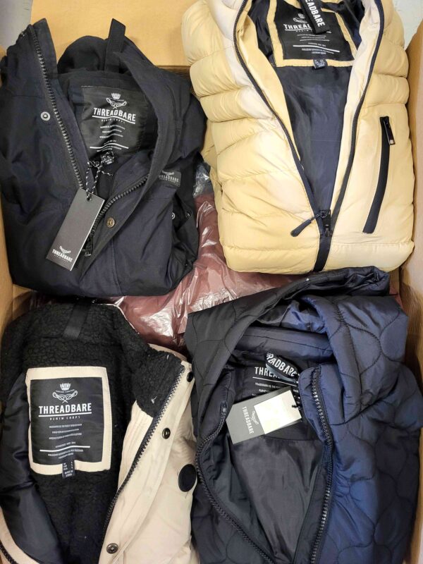 The photo shows a package with clothing in the category TJ.