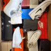 The photo shows a package with footwear in the category CS.