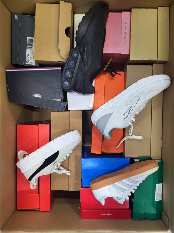 The photo shows a package with footwear in the category CS.