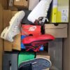 The photo shows a package with footwear in the category CS.