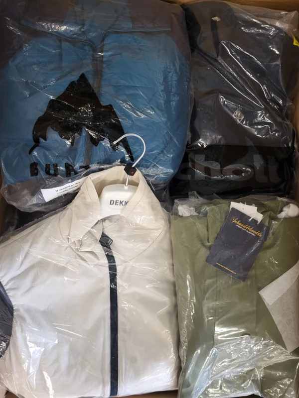 The photo shows a package with clothing in the category AJS.