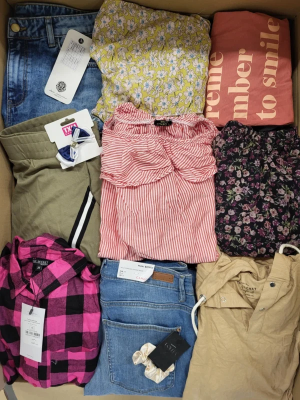 The photo shows a package with clothing in the category TSC.