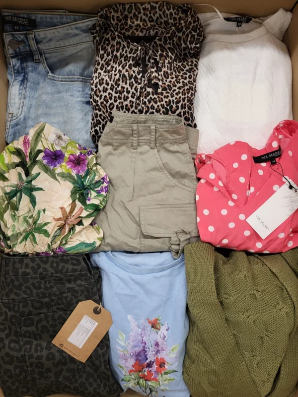 The photo shows a package with clothing in the category TSC.