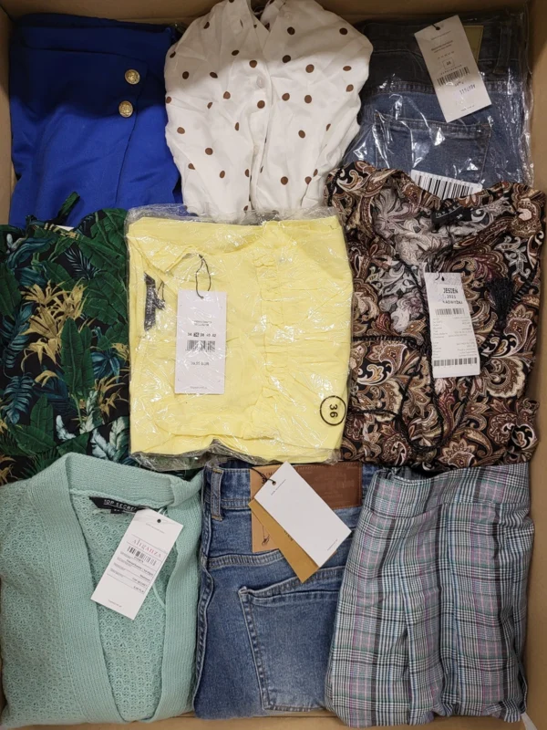 The photo shows a package with clothing in the category TSC.