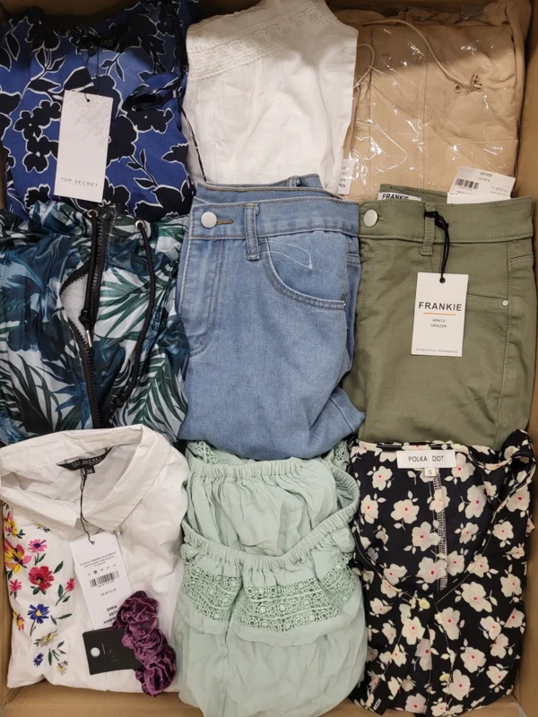 The photo shows a package with clothing in the category TSC.
