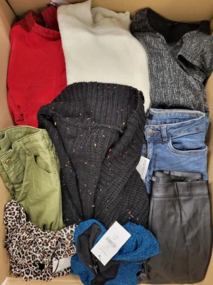 The photo shows a package with clothing in the category TSC.