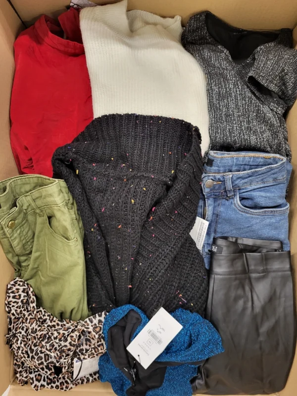 The photo shows a package with clothing in the category TSC.