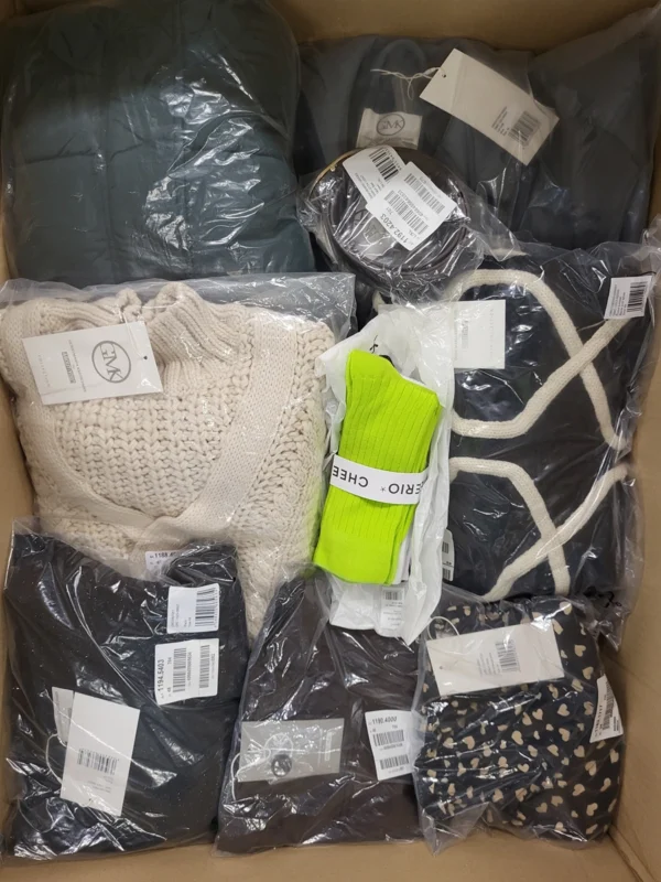 The photo shows a package with clothing in the category YA.