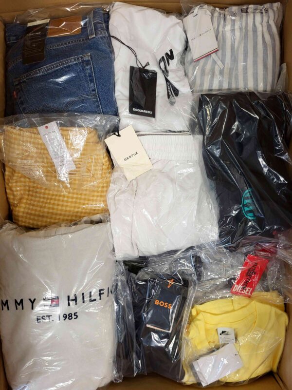 The photo shows a package with clothing in the category B.