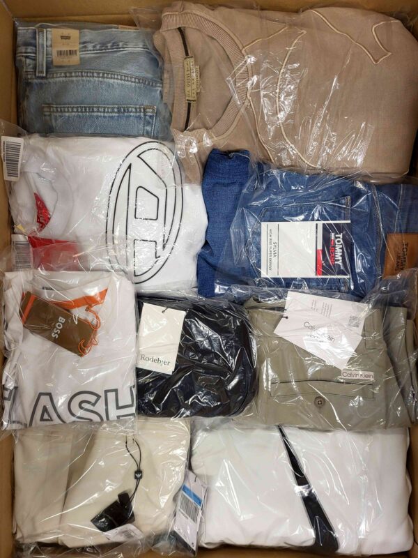 The photo shows a package with clothing in the category B.