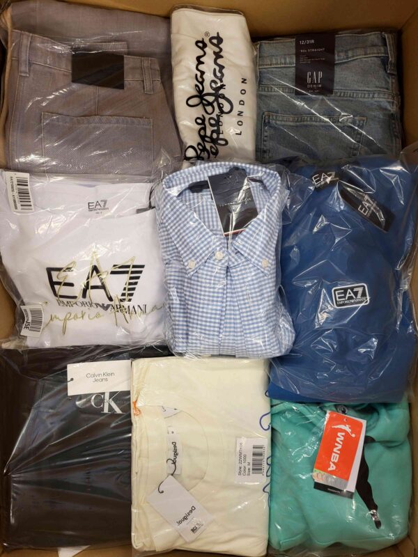 The photo shows a package with clothing in the category B.