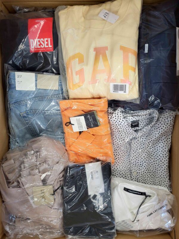 The photo shows a package with clothing in the category B.
