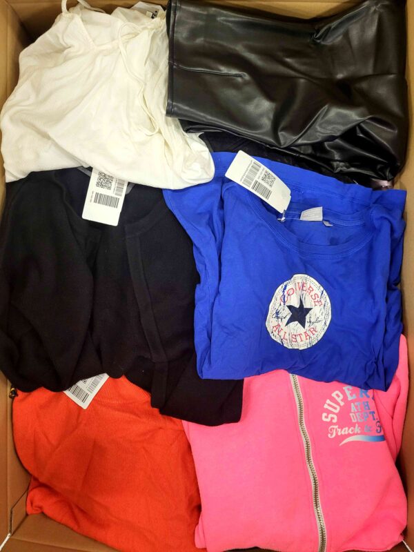 The photo shows a package with clothing in the category U.