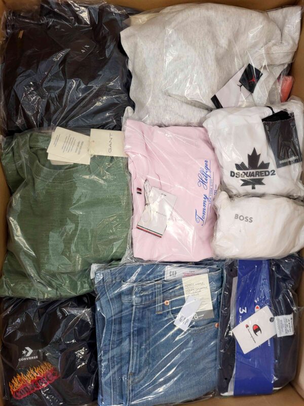 The photo shows a package with clothing in the category B.