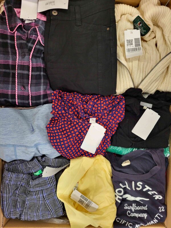 The photo shows a package with clothing in the category U.
