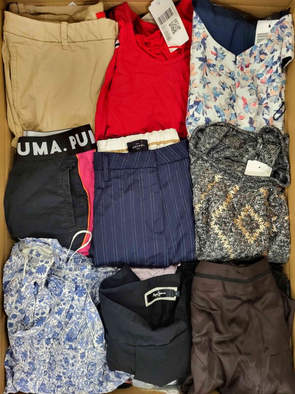 The photo shows a package with clothing in the category U.