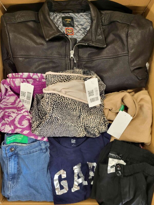 The photo shows a package with clothing in the category U.